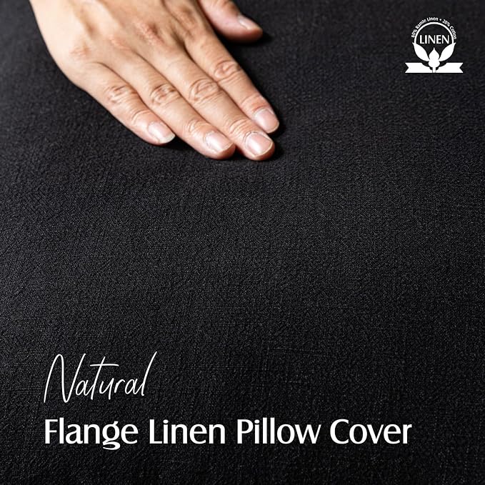 Foindtower Pack of 2, Decorative Linen Solid Throw Pillow Covers Soft Accent Cushion Case Boho Farmhouse Neutral Pillowcase for Chair Couch Sofa Bedroom Living Room Home Decor 16 x 16 Inch Black