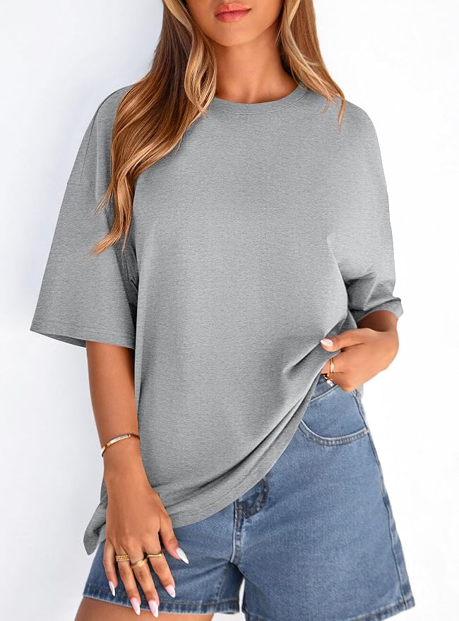 PRETTYGARDEN Womens 2026 Spring Going Out Tops Casual Short Sleeve Crewneck Loose Fit Basic Oversized T Shirts Summer Outfits