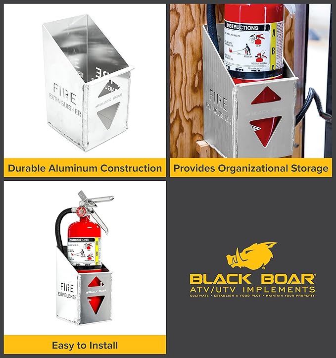 Black Boar Aluminum Holder for Enclosed Trailer/Garage | Securely Holds a 5lb. fire Extinguisher | Durable Construction | Easy to Install (66105)