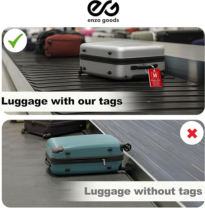 Personalized Luggage Tag | 4 Pack | Custom Luggage Tags for Suitcases | Kids Backpack Tag | 10 Color Options & Choose Font, Font Color