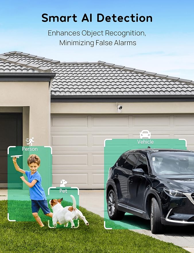 winees Security Cameras Outdoor, Wired 2K Wi-Fi Cameras for Home Security, 2.4G Indoor Camera, Human/Pet AI Detection, Color Night Vision, 2-Way Audio, Support Cloud/128G SD Card Storage