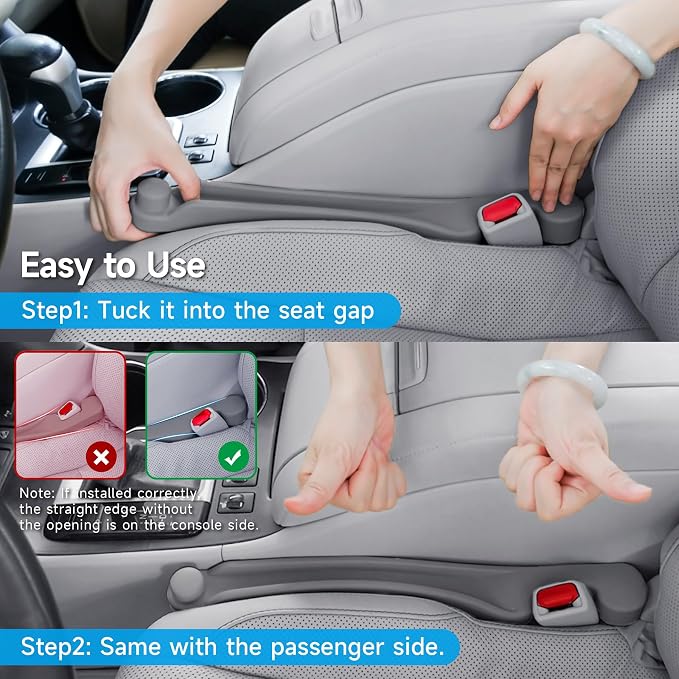 Givifive Car Seat Gap Filler Set of 2, 3IN1 Seat Side Gap Filler Plug with Storage Slot & Hook Function, Soft Foam Universal Fit Car SUV Truck Fill Gap Between Seats Console Organizer���Narrown Gray���