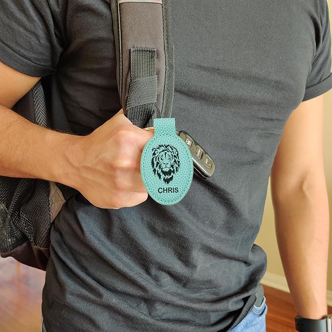 LaserGram Oval Keychain, Golfer Golfing, Personalized Engraving Included (Basketball Teal)