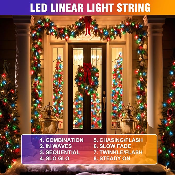 210 LED 4-Color Outdoor Easter String Lights, Seasonal Fairy Lights with 8 Modes, Waterproof Indoor Outside Decoration Lighting for Christmas, Parties, Wedding, Patio, New Year(70FT)