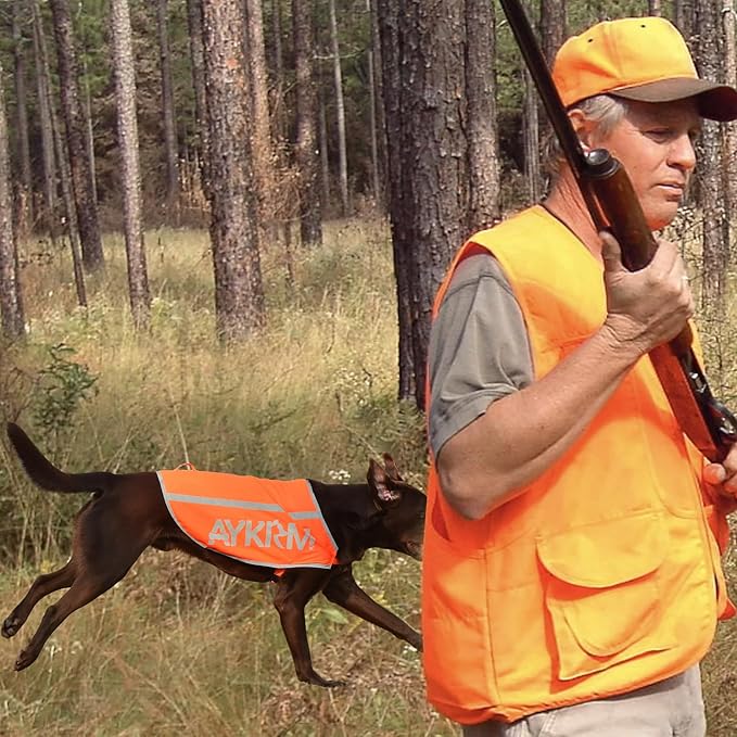 Orange Reflective Dog Vest for 3XLarge Breeds, High Visibility Dog Safety Vest Harness with Removable Bell Keep Safe from Hunting, Training & Cars Accidents