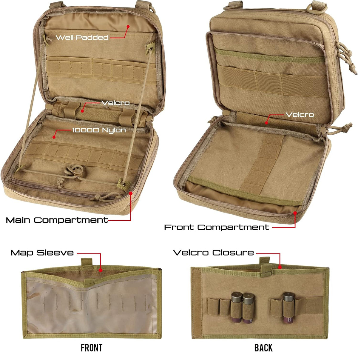 WYNEX Tactical Large Admin Pouch - Double Layer Design | Molle EDC Utility Pouch with Map Sleeve