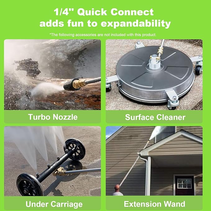 Pressure Washer 5000PSI Adjustable Pressure Power Washers with 33ft Hose, 4 Nozzle and Foam Cannon, Powerwashers Cleaner Machine for Home, Cars, Light Green
