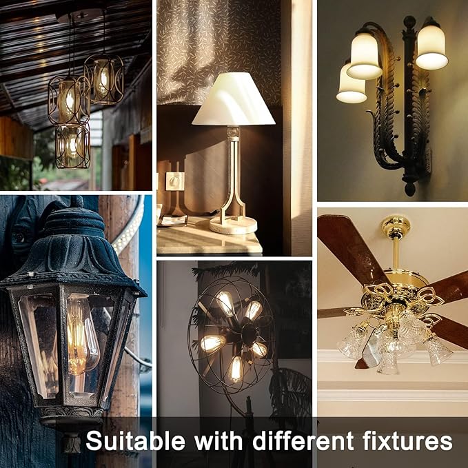 TJOY Edison Light Bulbs, Dimmable Vintage LED Light Bulbs, E26 Medium Base, Warm White 2700K, ST58, 6W, 800LM, 80+ CRI, Antique Decorative LED Filament, Clear Glass, 6 Pack