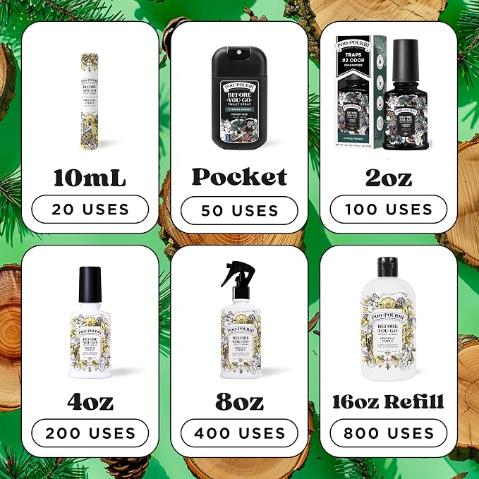 Poo-Pourri Cypress Woods Pocket Sprayer Before-You-Go Toilet Spray - Instantly Trap Bathroom Odor - Plant Based Ingredients & Essential Oils - No synthetic fragrance - Cypress, Pine, Fresh Air Scent