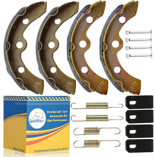 Mixopoly Golf Cart Brake Shoes Pads with Spring Kit for Club Car DS & Precedent 1995-up, Replace OEM 101823201 1018232-01 101816301 1011466