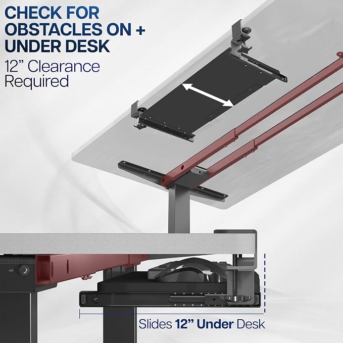 VIVO Small Keyboard Tray, Under Desk Pull Out with Extra Sturdy C Clamp Mount System, 20 (26 Including Clamps) x 11 inch Slide-Out Platform Drawer, Dark Walnut Top, Black Frame, MOUNT-KB05ES-D | Keyboard Tray for Typing, Slide Out Platform, Extra Sturd...