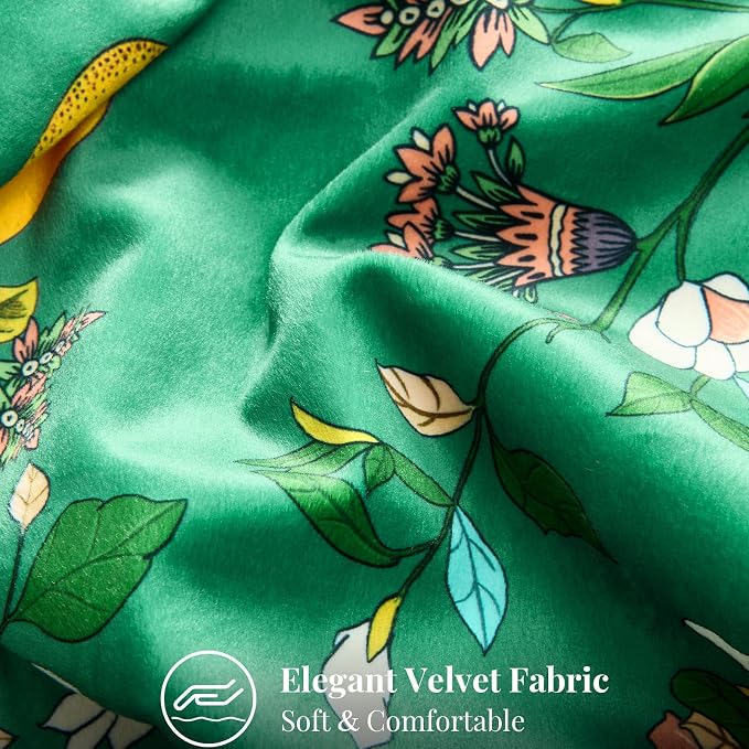 MUSSEL Green Velvet Floral Decorative 12x20 Lumbar Pillow Covers Set of 2 | Durable and Sturdy,Botanical Printed Pattern,Throw Pillows Case,Rectangle,Colorful Farmhouse ,Home Sofa Bed Couch Decor