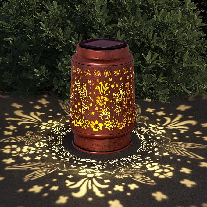 Lawn Social Solar Lanterns Outdoor Waterproof, Hummingbird Metal Hanging Solar Lights for Outside, Garden Decor Birthday Gifts for Women Mom Grandma, Outdoor Lantern for Patio Yard Balcony Porch