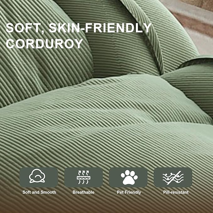 Oversized Human Dog Bed for Adult, Foldable Giant Human Pet Bed with 2 Soft Pillows, Large Sized Dog Sofa with 5 Adjustable Position for Humans, Metal Frame & Corduroy (Green)