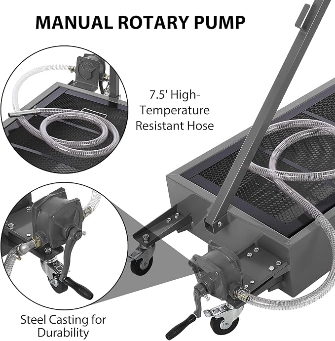 GarveeTech Oil Drain Pan, 20 Gallon Capacity, Rolling Oil Drain Pan with Electric Pump & 8 ft Hose, Leak-Proof & Corrosion-Resistant, Fit for Cars, SUVs, Trucks, Motorcycles, ATVs
