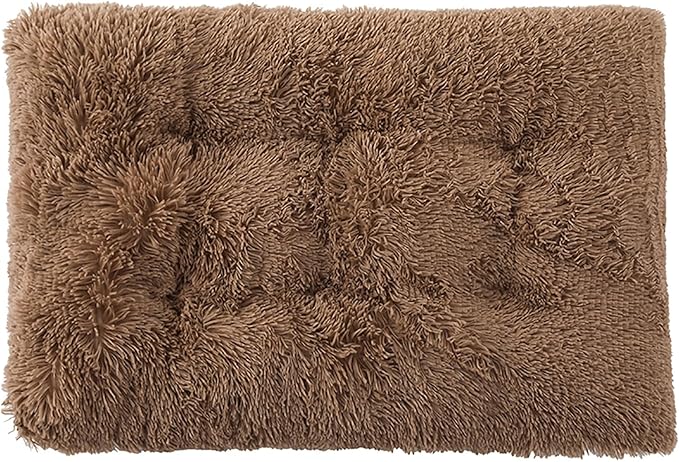 Dog Crate Mat, Dog Bed for Large Dogs, Comfy Fluffy Kennel Pad Anti-Slip for Dog beds & Furniture, Quilted Dog Bed for Pets for Medium/Small Dogs Cats (Color : Khaki, Size : 48x33)