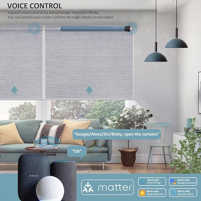 DC24V Matter Over WiFi Smart Blinds Motor 45mm, Motorized Roller Shade Kit Awning Opener, Works with Apple Home/Alexa/Google Home/SmartThings (20 N.m for Φ63mm（2-1/2"") Groove Tube
