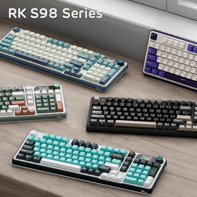RK ROYAL KLUDGE S98 Wireless Mechanical Keyboard w/Smart Display & Knob | 96% Top Mount RGB Gaming Keyboard BT/2.4G/USB-C, 5-Layer Noise Dampening, Creamy Sound Pre-lubed Switch,Hot Swap, 98 Keys