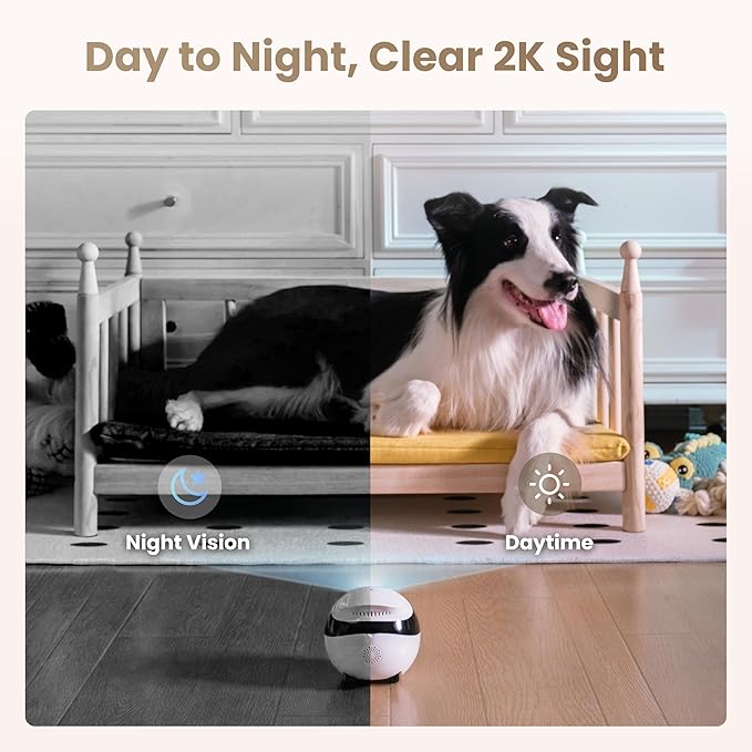 Enabot EBO Air 2 FamilyBot Indoor Security Camera Robot: 2K Pet Camera, Movable Home Robot, Custom Facial Expression, Auto-Recharge, Battery-Operated, 2-Way Talk, Night Vision(Robin Pink)