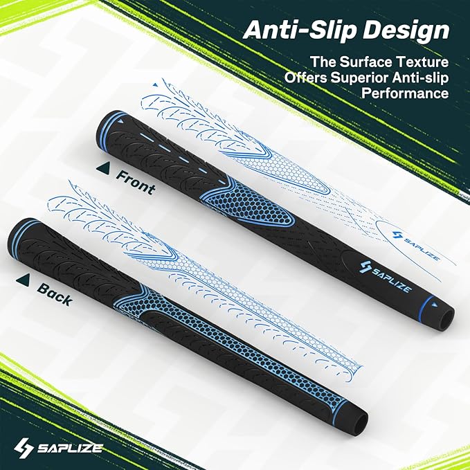 SAPLIZE Golf Grips Set of 13, Bundle with Tape or Full Regripping Kit, Jumbo / Mid / Standard / Undersize, Women / Men Anti-slip Rubber Golf Club Grips, CC01 Series