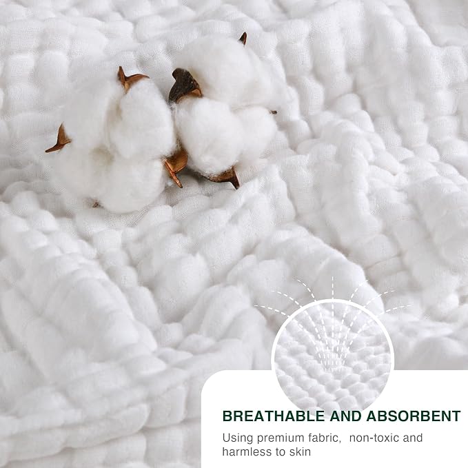 Love's cabin 100% Cotton Muslin Blanket, 6 Layer Lightweight Breathable Gauze Twin Size Blanket 60 x 80 Inches, Soft Summer Blanket for Bed or Couch, White