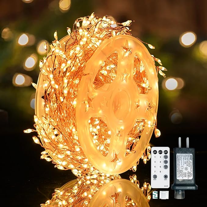 Dailyart Fairy Lights Plug in, 500 Led with Remote 42Ft Small Warm String Lights with Timer Long Twinkle Waterproof String Fairy Lights for Bedroom Outdoor Indoor Decor,Gold Wire