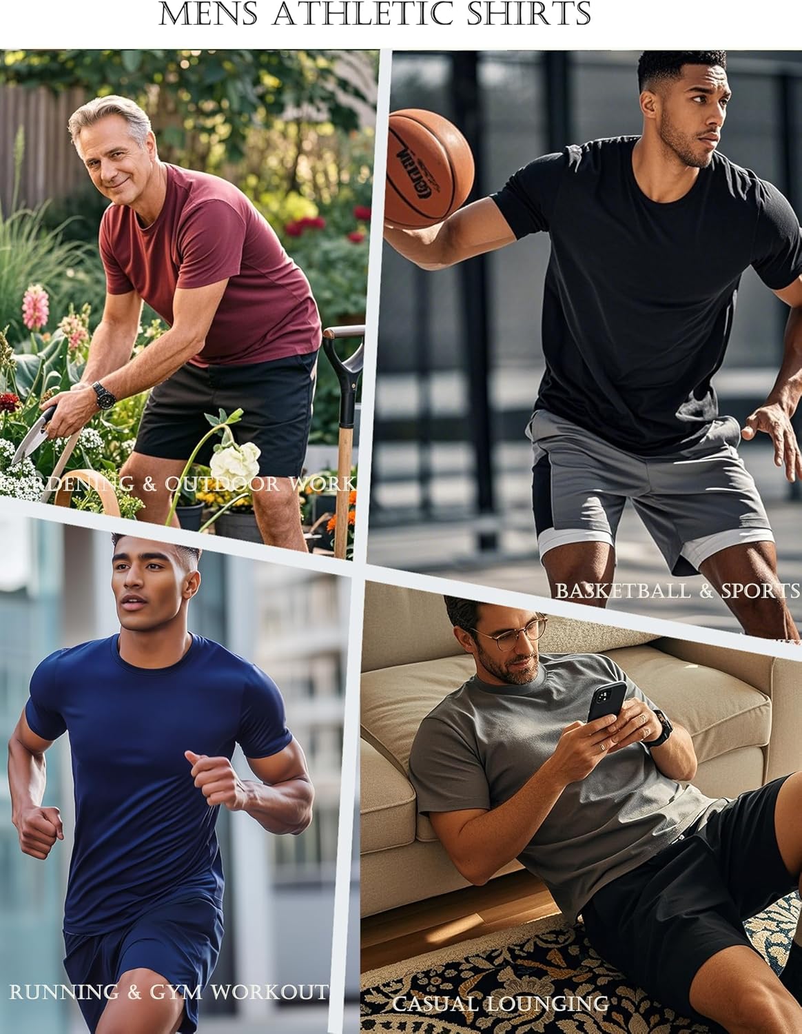 Skiennix Men's Short Sleeve Shirts - Quick Dry Moisture-Wicking Athletic Tees | 7 Pack, Casual Workout