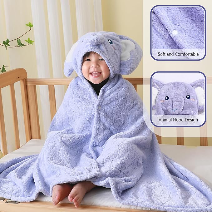 Toddler Towels Hooded Kids Bath Towel Unisex Toallas para Bebe 2-Pack 27.5"X55" Thick Ultra Absorbent Soft Baby Towels with Hood Beach Towel Bathrobe for Children, Infant, Newborn