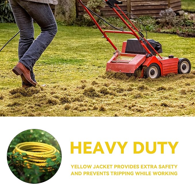 YOJOE Indoor Outdoor Extension Cord with Lighted End, 3 Prong 15A Weatherproof Power Cord, 12 Gauge Heavy Duty 10 ft Yellow Extension Cord for Garage, Garden and Home, 12/3 SJTW UL Listed