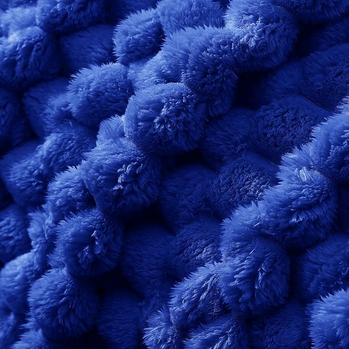Whale Flotilla Soft Fleece King Size Bed Blanket Luxury 3D Jacquard, Blue | Lightweight Breathable Coverlet Bedspread for All Seasons, Super Cozy Plush Fluffy Fuzzy Decorative Blanket for Bed, 90"x104"