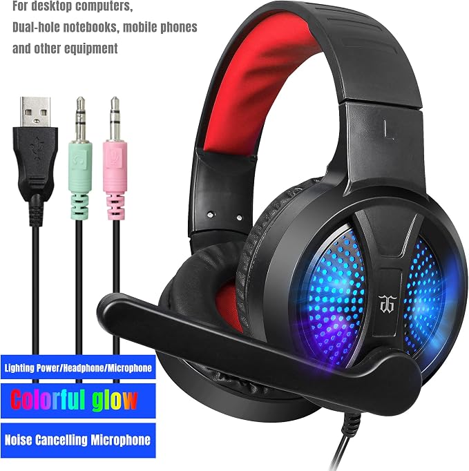 DGG Gaming Keyboard and Mouse, Headphones, Mouse pad Combo for PC Gamers | RGB Backlight Gaming Keyboard and Mouse Bundle with Headset, All in One for Xbox and PS4 Users