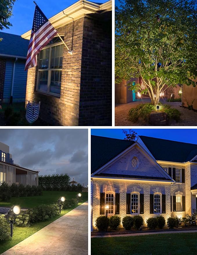 Dusk to Dawn Outdoor LED Spotlight,Outdoor Landscape Lighting with Photocell Sensor, 3000K Warm White Waterproof Spot Lights for Yard Flag Pole House Garden Tree(2 Pack)