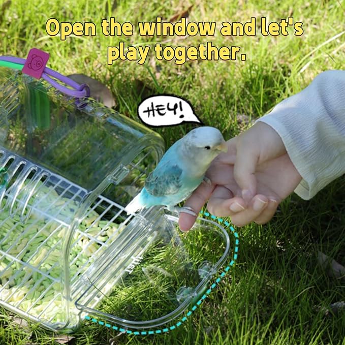 Portable Plastic Bird Cages，Travel Bird Cage,Lightweight Waterproof Ventilated Small Bird Cage,Outdoor Use Easy to Carry,for Small Birds, Budgies and Pet Birds (Purple, B)