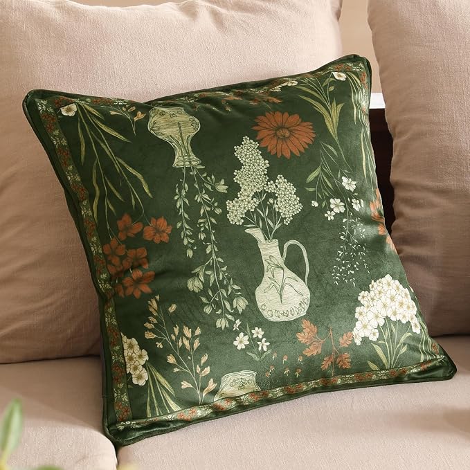 Designer Vintage Velvet Throw Pillow Cover,18"x18"-Nocturne | Pillow Cover,Concealed Zipper Design,Dragonfly Pattern,Sofas,Bedroom,Living Room,Lounge Chairs,All Season Home Decor