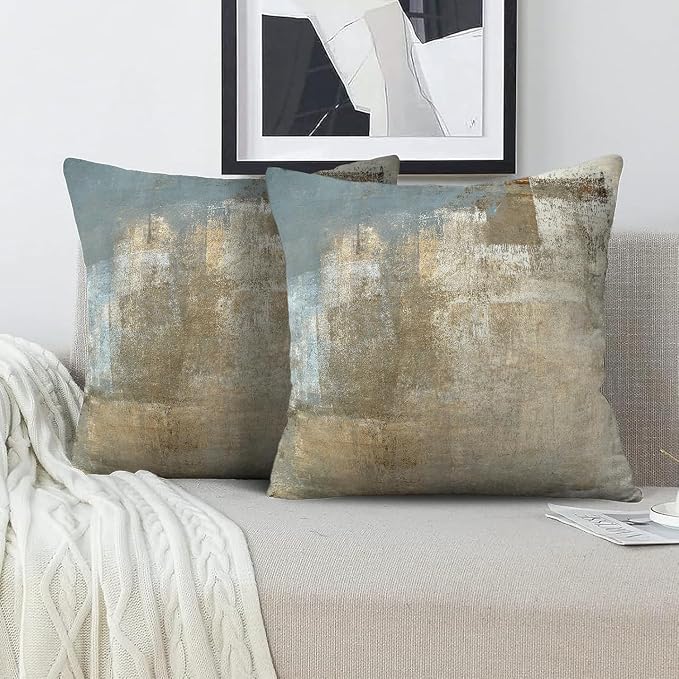 Throw Pillow Covers for Couch, 20x20 Inch, 2 Pack, Grey Beige | Decorative Throw Pillow Covers Cushion Covers for Couch Bedroom Sofa Living Room
