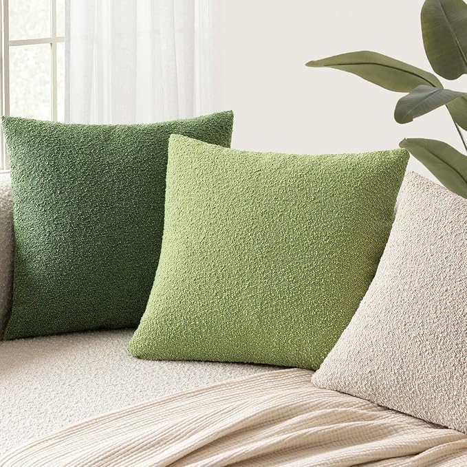Foindtower Pack of 2 Textured Boucle Throw Pillow Covers Accent Solid Decorative Lumbar Pillow Cases Cozy Couch Cushion Case for Chair Sofa Bedroom Living Room Home Decor 12x20 Inch Lime Green