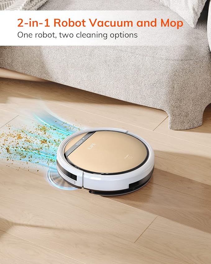 ILIFE V5s Plus Robot Vacuum and Mop Combo with Wi-Fi/App/Alexa, Automatic Self-Charging Robotic Vacuum Cleaner, Slim and Quiet, Cleans Hard Floors Carpets and Pet Hair (V5s Pro Upgrade Version) | Remote, App & Voice Control, Automatic Self-Charging, Sl...