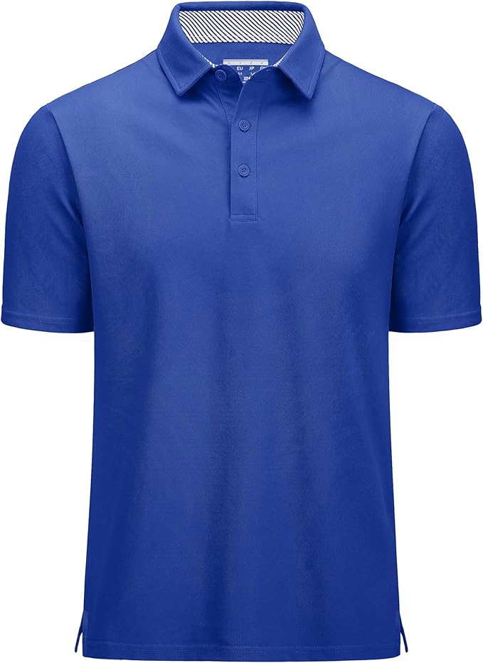 MAGCOMSEN Men's Polo Shirts Short Sleeve Cotton Pique 3 Button Classic Fit Casual T-Shirt Performance Golf Shirts