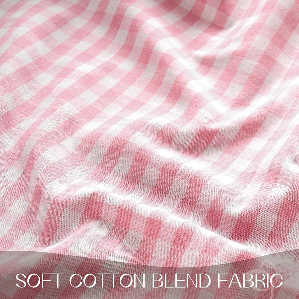 Romanstile Gingham Ruffled Tablecloth Rectangle - Waterproof Linen Cotton Checkered Table Cloth, Outdoor Plaid Table Cover for Picnic, Camping, Party - 60 x 120 Inch, Pink