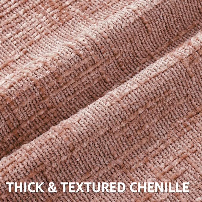 decorUhome Textured Chenille Throw Pillow Covers 16x16 Set of 2 Pink | Fall Modern Farmhouse Soft Cozy Slubby Couch Pillow Cases Boho Decorative Pillow Cases for Bed Sofa Living Room Home Decor