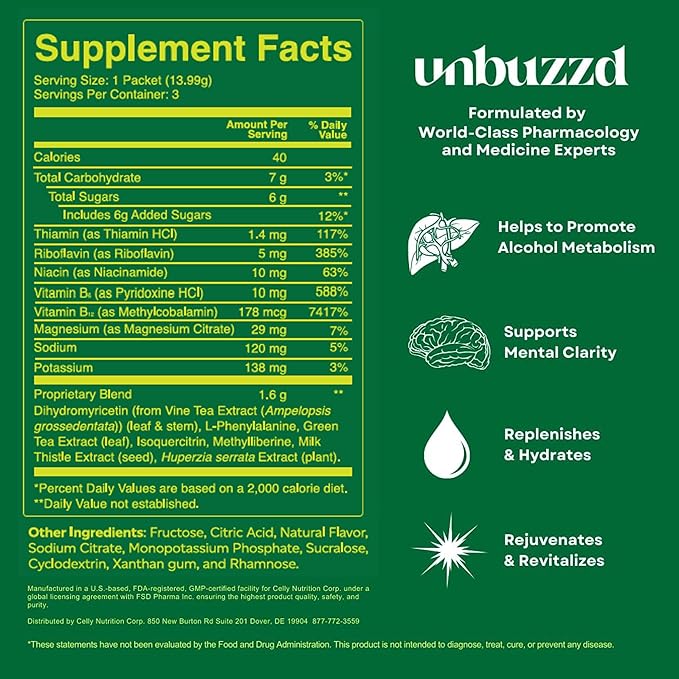 Clear-Eyed Citrus | 8 Powder Sticks | Great Tasting Post Drinking Support | DHM (Dihydromyricetin), Electrolytes, Vitamins, Milk Thistle | Metabolism, Alertness, Rapid Hydration