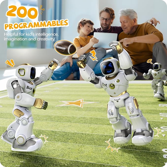 Ruko 1088 Programmable Robot Toy for Kids, STEM Learning Gift, Gold | Large Interactive Robot with Remote Control, App Control, Birthday Gift for Boys & Girls Ages 4 5 6 7 8 9
