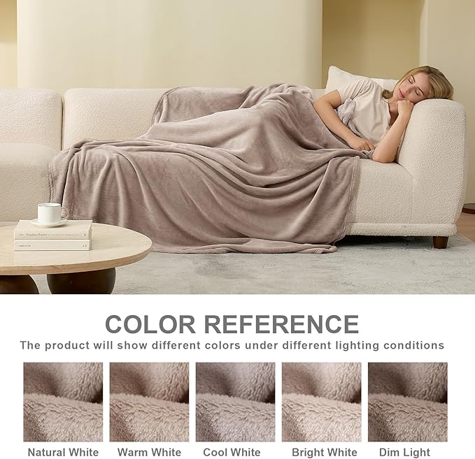 Hansleep Throw Mocha Brown Fleece Blanket, Soft Flannel Bed Blanket | Fuzzy Cozy Blanket 50x60 Inches, Multi-use for Bed, Sofa, Couch, Travel, Camping, All Season Warm Lightweight Cover