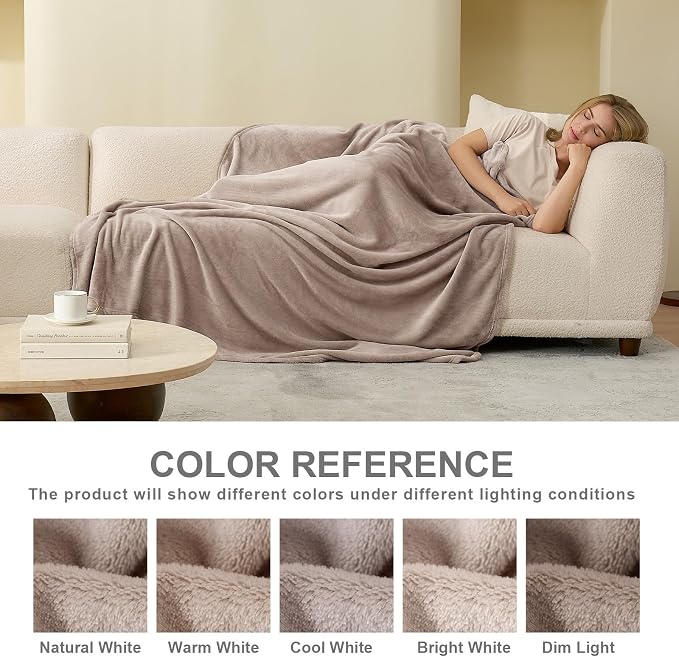 Hansleep Twin Mocha Brown Fleece Blanket, Soft Flannel Bed Blanket | Fuzzy Cozy Blanket 60x80 Inches, Multi-use for Bed, Sofa, Couch, Travel, Camping, All Season Warm Lightweight Cover