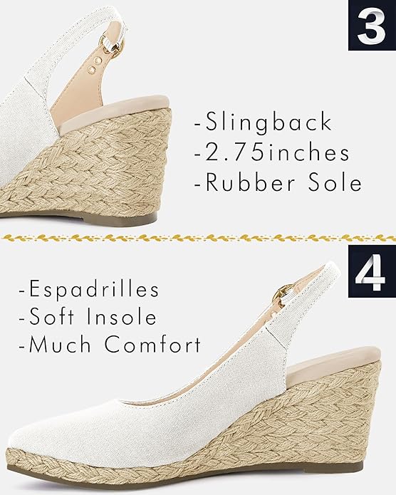 Juliet Holy Womens Wedge Sandals Espadrilles Closed Toe Slingback Buckle Strap Comfortable Casual Summer Wedges Shoes
