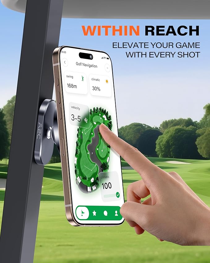 A2C American Flag Alloy Magnetic Golf Cart Phone Holder Golf Accessories | 4th of July Golf Cart Decorations fits EZGO Club Car Yamaha, 250 Anniversary USA Patriotic Golf Gifts for Men Women Essential