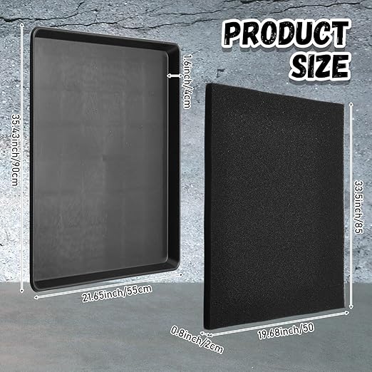 Uiifan 1 Set 35 x 22 x 1.6 Inch Oil Drip Pan for Under Car with Thickened Square No Splatter Pad Extra Large Oil Drain Tray for Automotive Transmission Garage Machinery Supplies to Keep Floor Clean