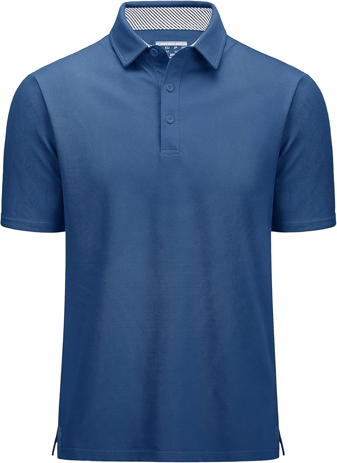 MAGCOMSEN Men's Polo Shirts Short Sleeve Cotton Pique 3 Button Classic Fit Casual T-Shirt Performance Golf Shirts