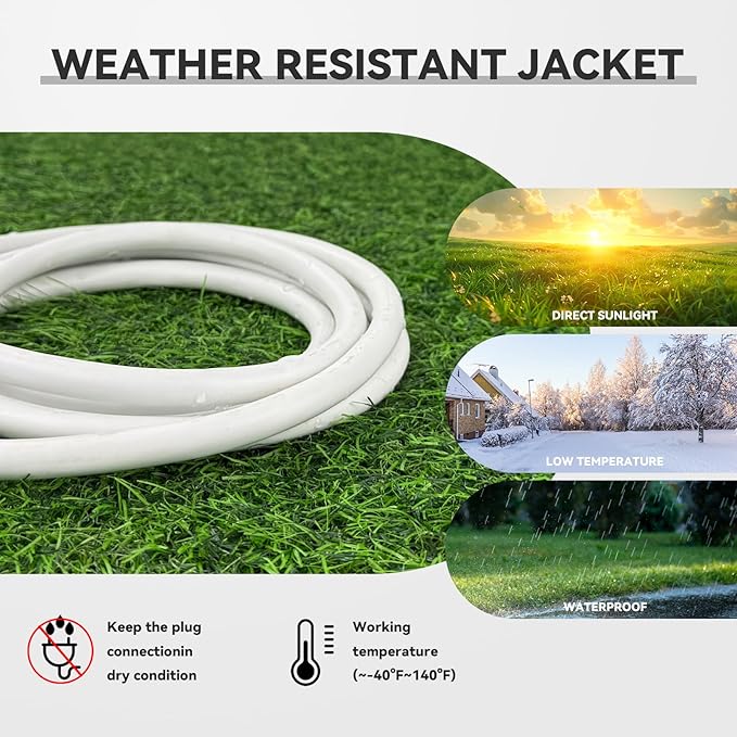 6 ft Heavy Duty Extension Cord - 12/3 SJTW 15 AMP Indoor Power Cord with 3 Prong Grounded Plug for Lawn Mower, Appliances, Workshop, Christmas Lights Water Resistant Flexible Cable White.