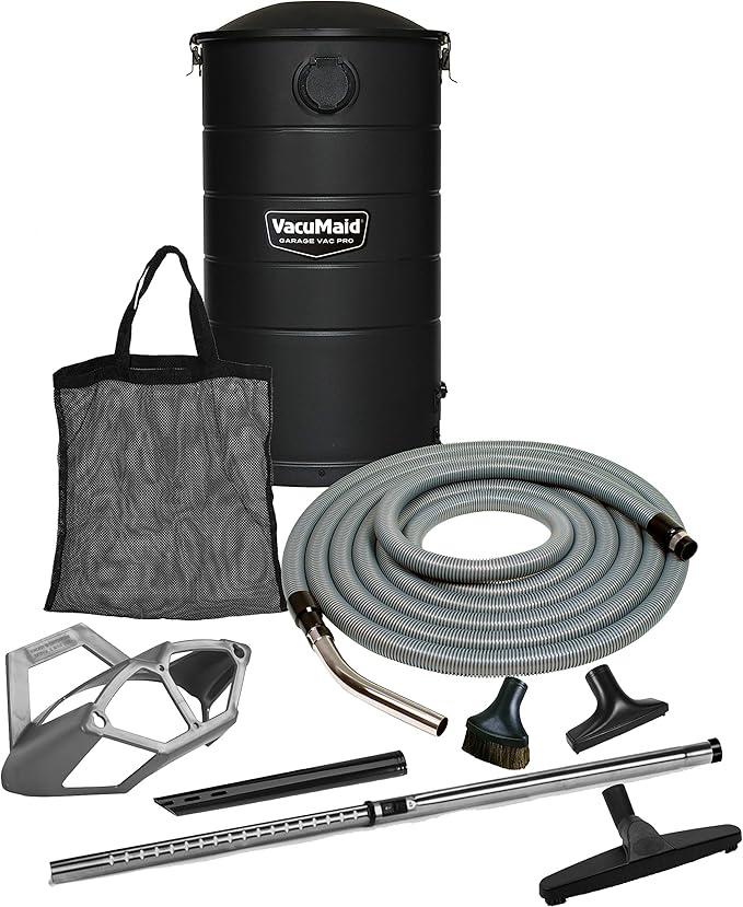 VacuMaid GV50BLKPRO Professional Wall Mounted Garage and Car Vacuum with 50 ft. Hose and Tools